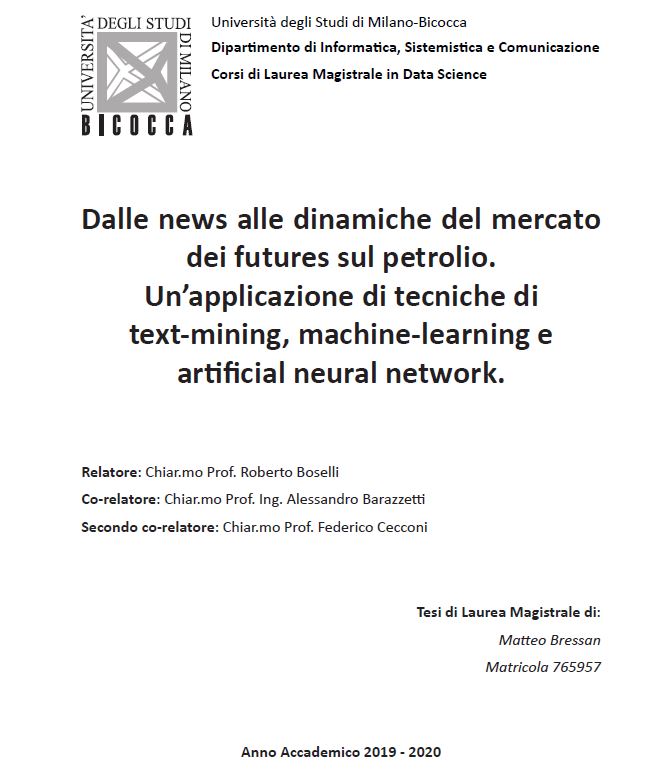 From news to oil futures market dynamics. An application of text-mining, machine-learning and artificial neural network techniques.